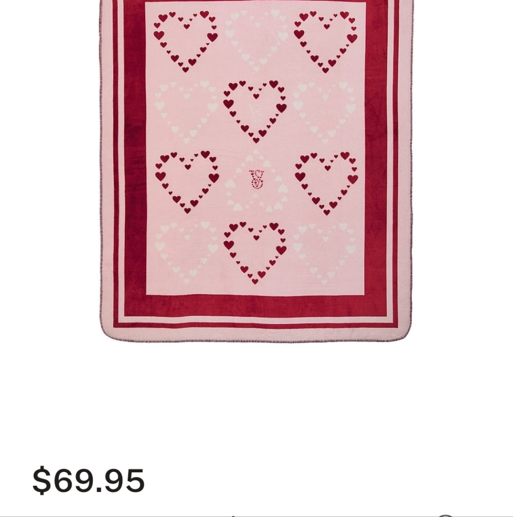 Victoria's Secret Valentines Cozy Fleece Throw Blanket NEW Pink & Red Hearts - Picture 4 of 9